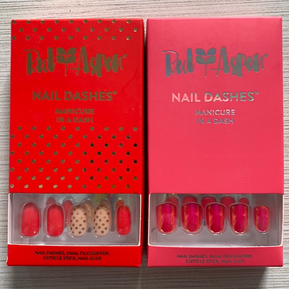 Red Aspen Nail Dashes - Lovely Scarlett and Pink Rubies
